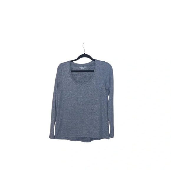 American Eagle Soft & Sexy Plush Blue Heathered V-neck Top Small Women’s - Picture 11 of 11